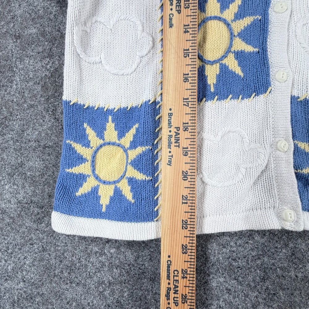 Christopher & Banks Cardigan Sweater Womens M Blue White Cloud Hand Embroidered - Picture 11 of 16